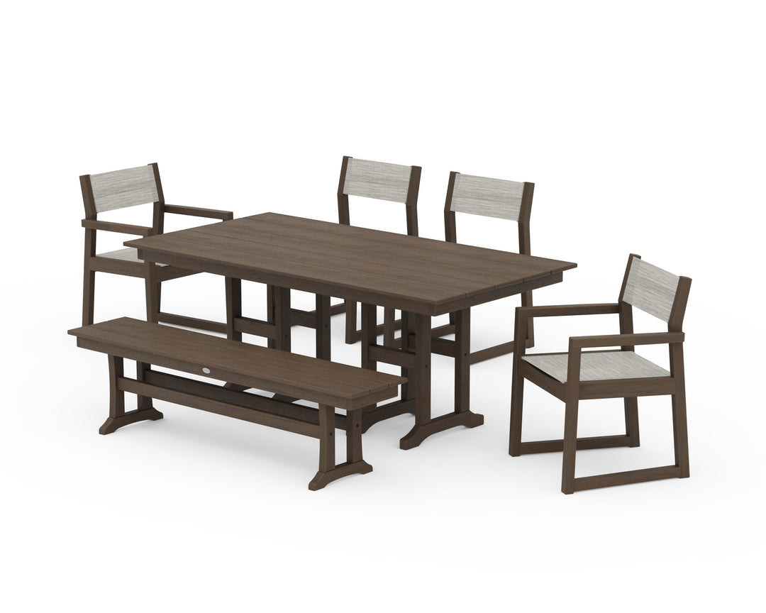 POLYWOOD® EDGE Sling 6-Piece Farmhouse Dining Set