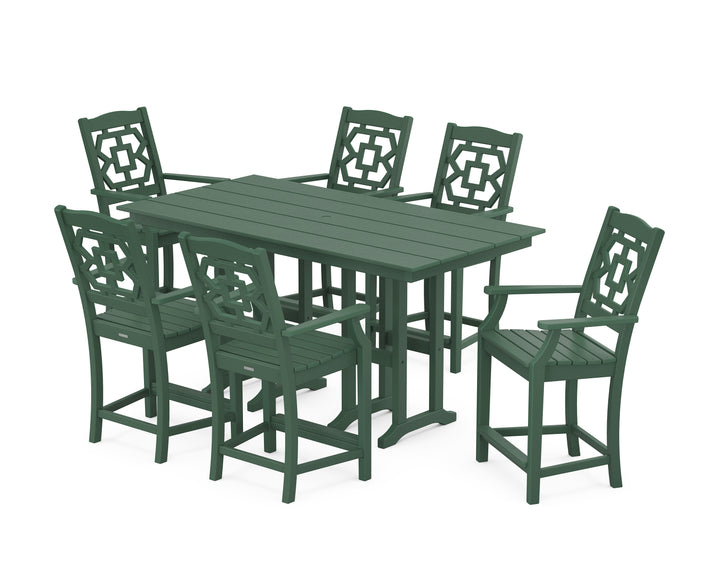 Martha Stewart by POLYWOOD® Chinoiserie Arm Chair 7-Piece Farmhouse Counter Set