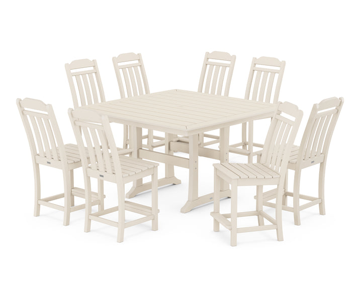 Country Living Cottage 9-Piece Square Side Chair Counter Set with Trestle Legs