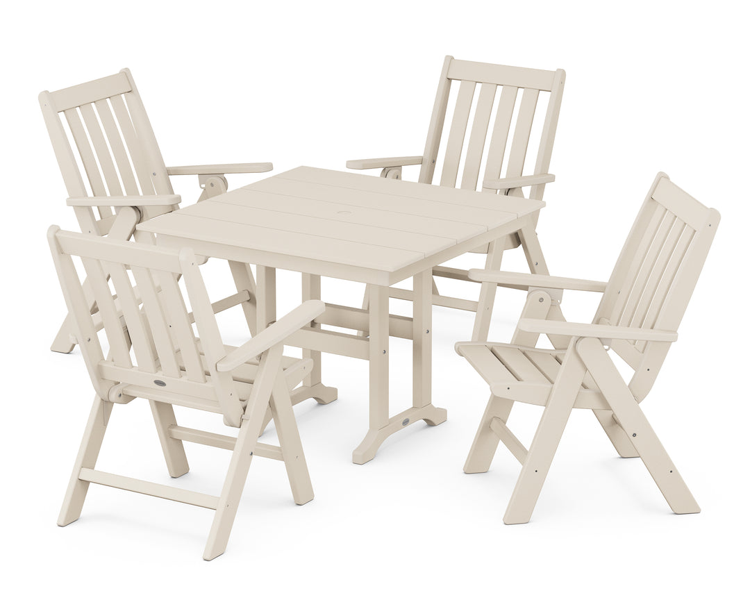 POLYWOOD® Vineyard Folding Chair 5-Piece Farmhouse Dining Set