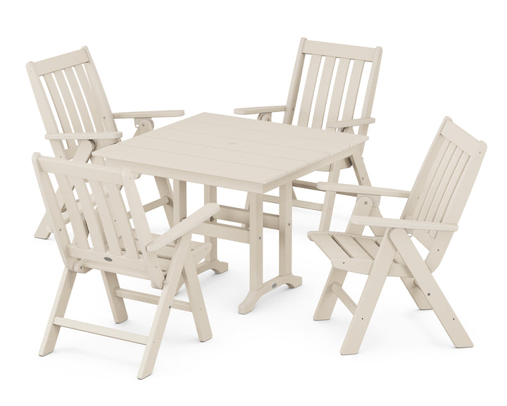 POLYWOOD® Vineyard Folding Chair 5-Piece Farmhouse Dining Set