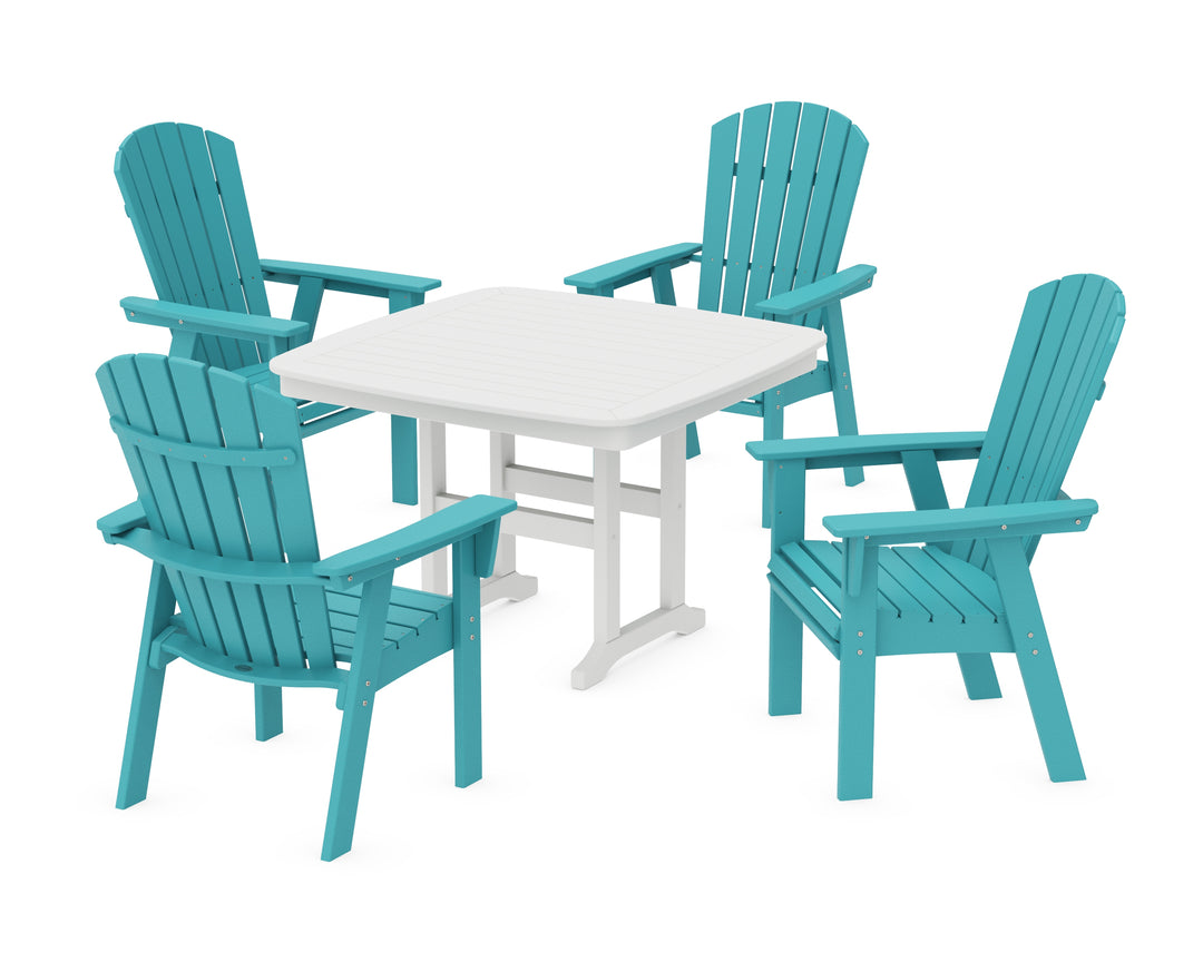 POLYWOOD® Nautical Curveback Adirondack 5-Piece Dining Set