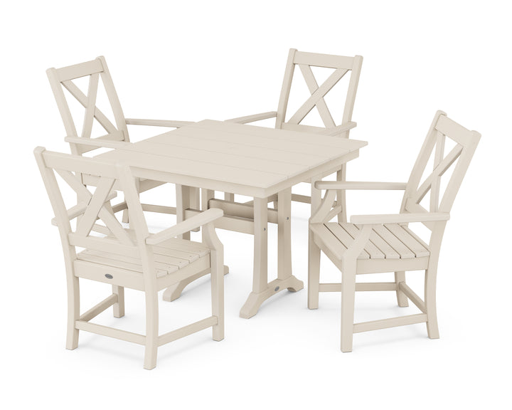 POLYWOOD® Braxton 5-Piece Farmhouse Dining Set With Trestle Legs