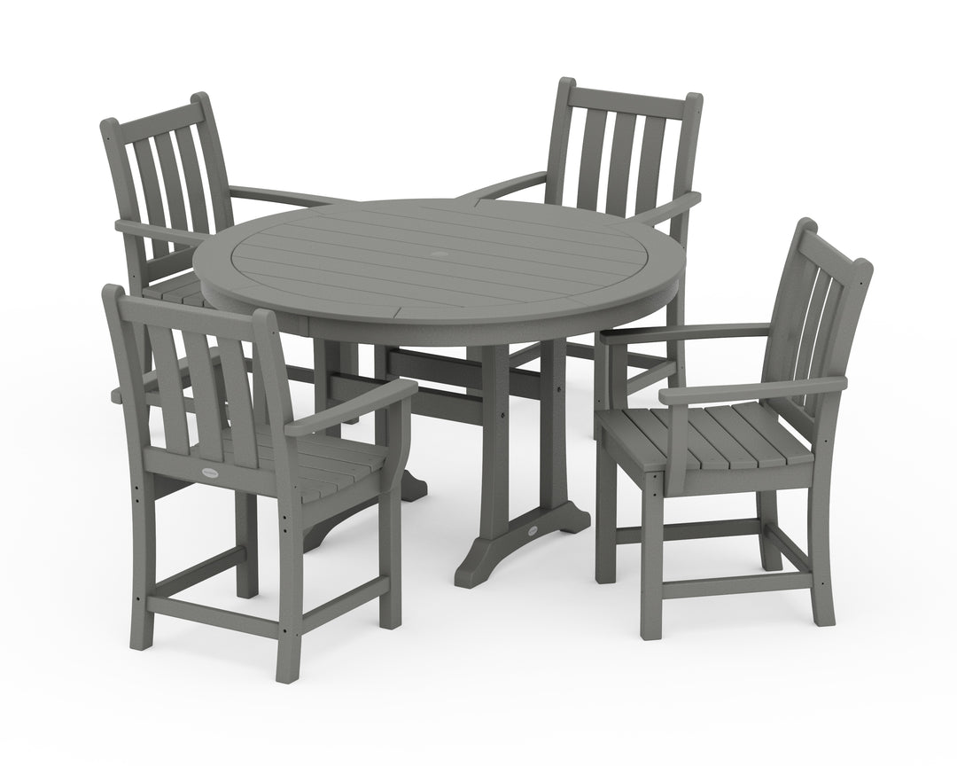 POLYWOOD® Traditional Garden 5-Piece Round Dining Set with Trestle Legs
