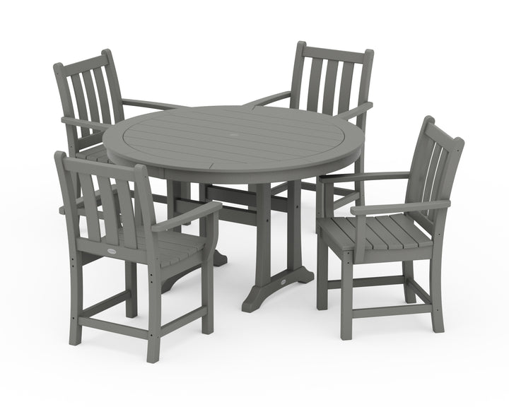 POLYWOOD® Traditional Garden 5-Piece Round Dining Set with Trestle Legs