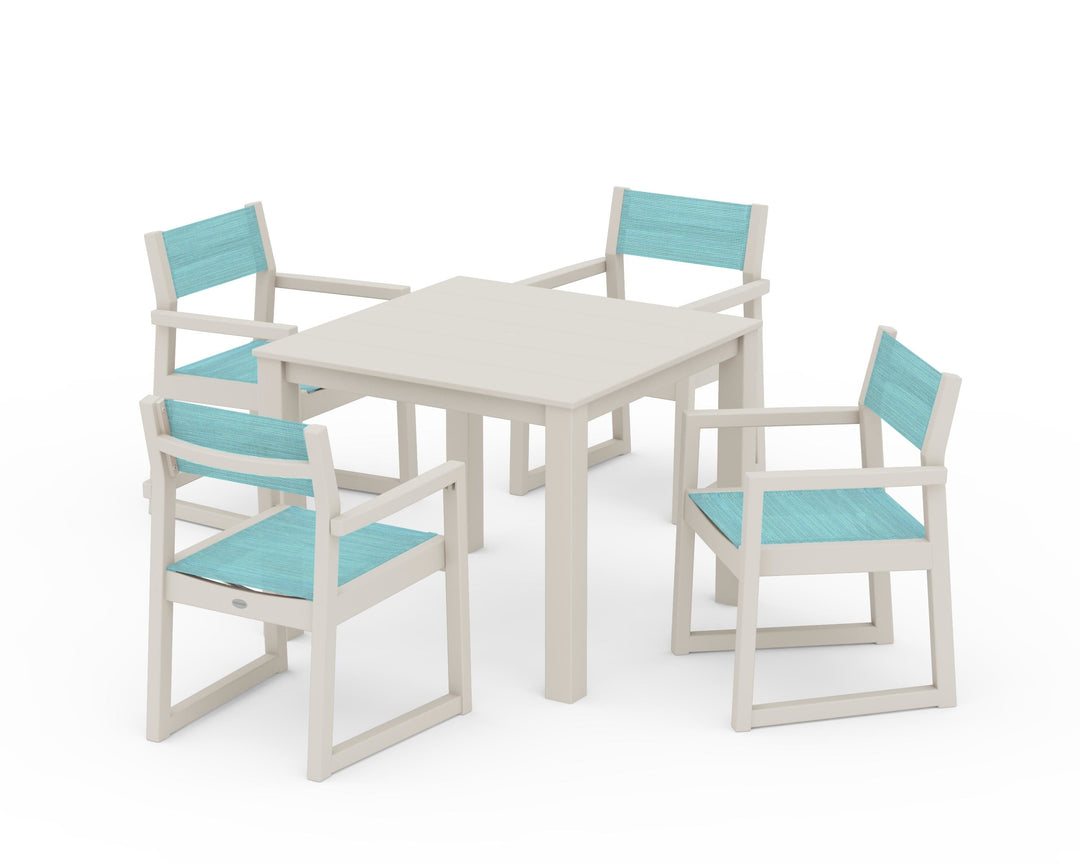 POLYWOOD® EDGE Sling Arm Chair 5-Piece Parsons Dining Set