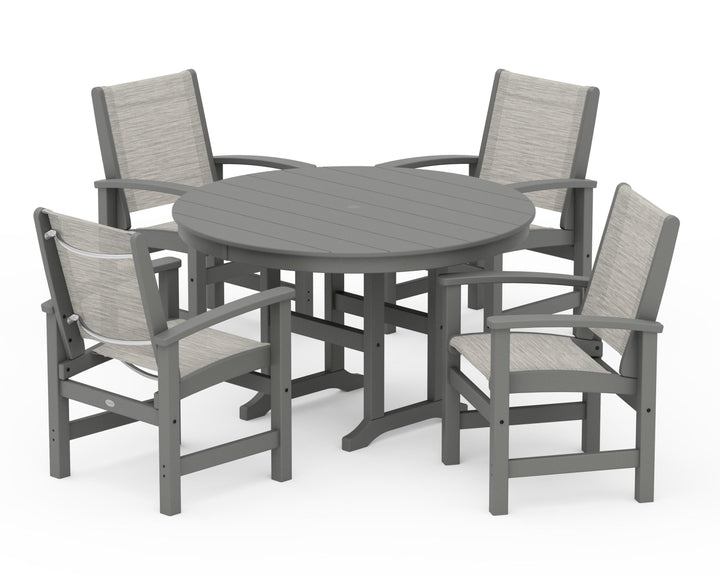 POLYWOOD® Coastal 5-Piece Round Farmhouse Dining Set