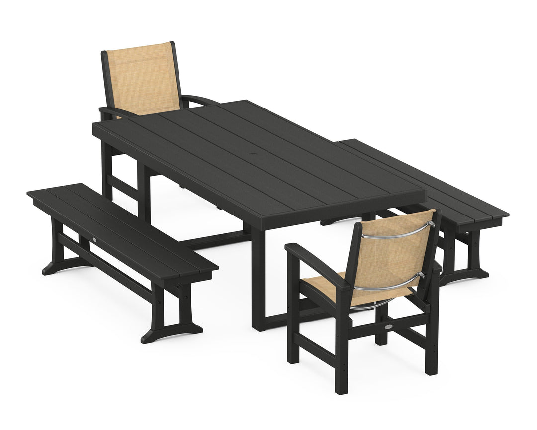 POLYWOOD® Coastal 5-Piece Dining Set with Trestle Legs