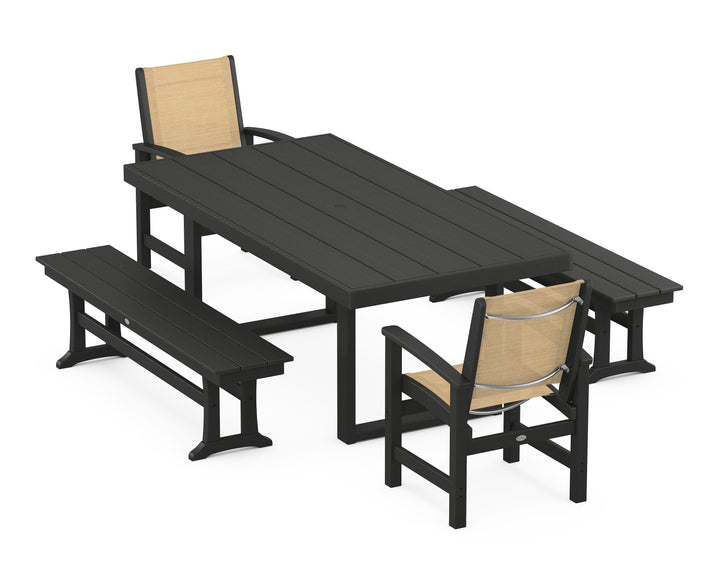 POLYWOOD® Coastal 5-Piece Dining Set with Trestle Legs