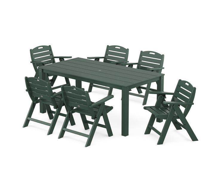 POLYWOOD® Nautical Folding Lowback Chair 7-Piece Parsons Dining Set