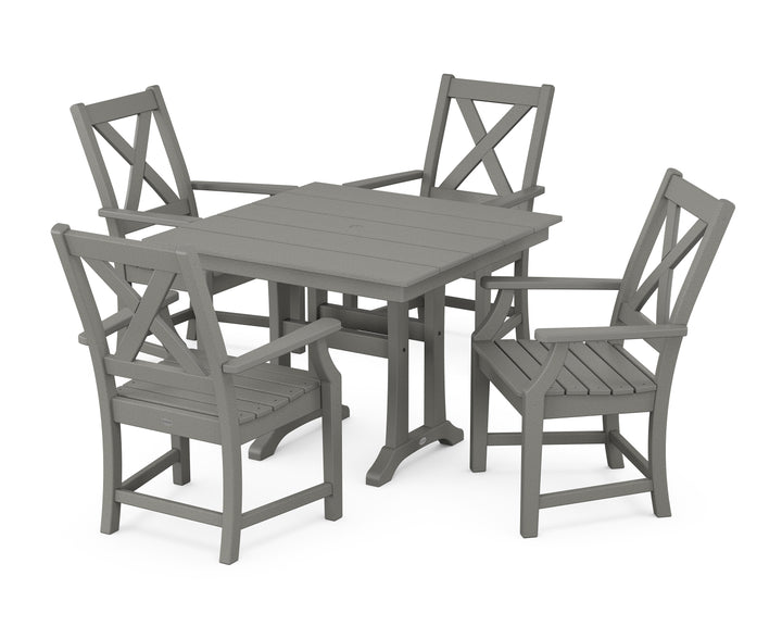 POLYWOOD® Braxton 5-Piece Farmhouse Dining Set With Trestle Legs