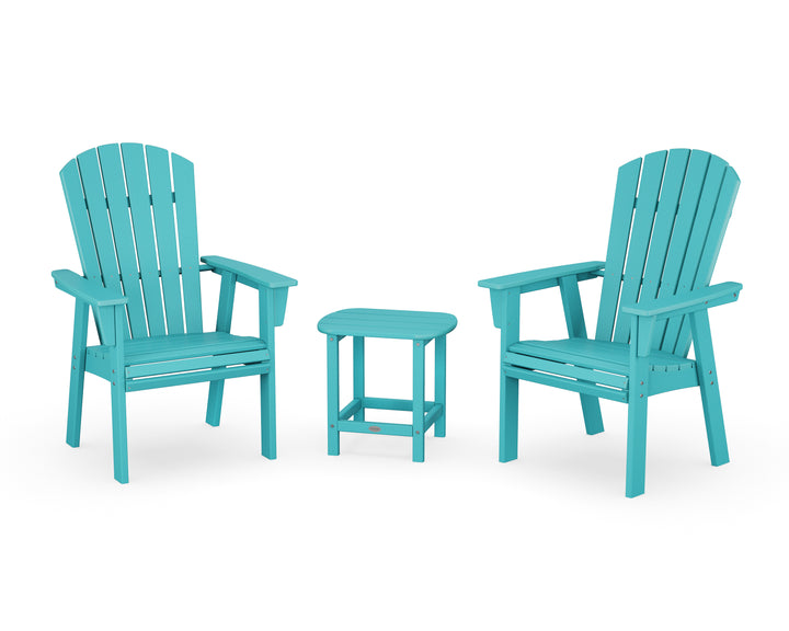 POLYWOOD® Nautical 3-Piece Curveback Upright Adirondack Chair Set