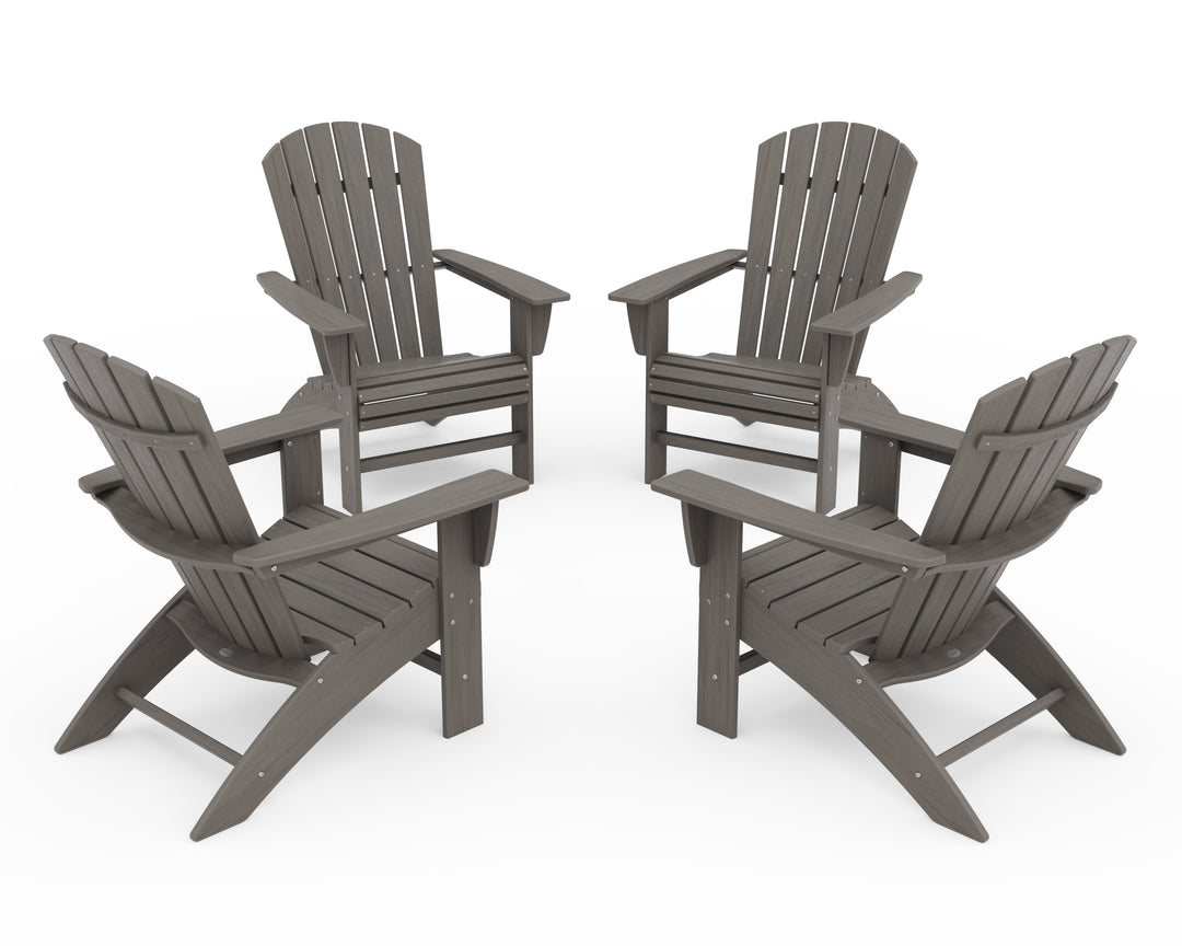 POLYWOOD® 4-Piece Nautical Curveback Adirondack Chair Conversation Set