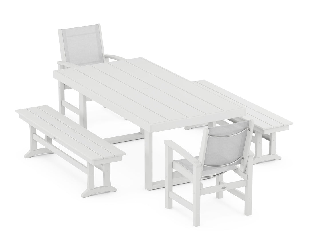 POLYWOOD® Coastal 5-Piece Dining Set with Trestle Legs