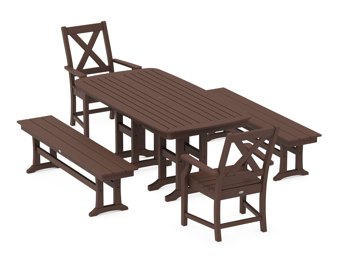 POLYWOOD® Braxton 5-Piece Dining Set with Benches