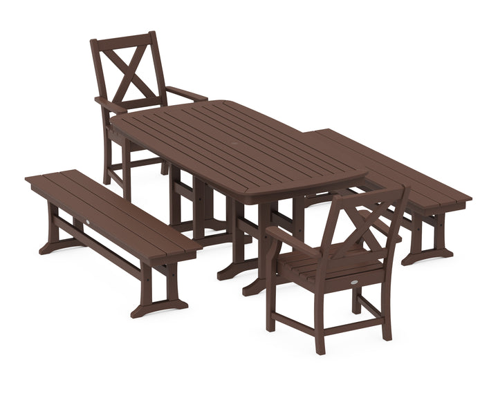 POLYWOOD® Braxton 5-Piece Dining Set with Benches