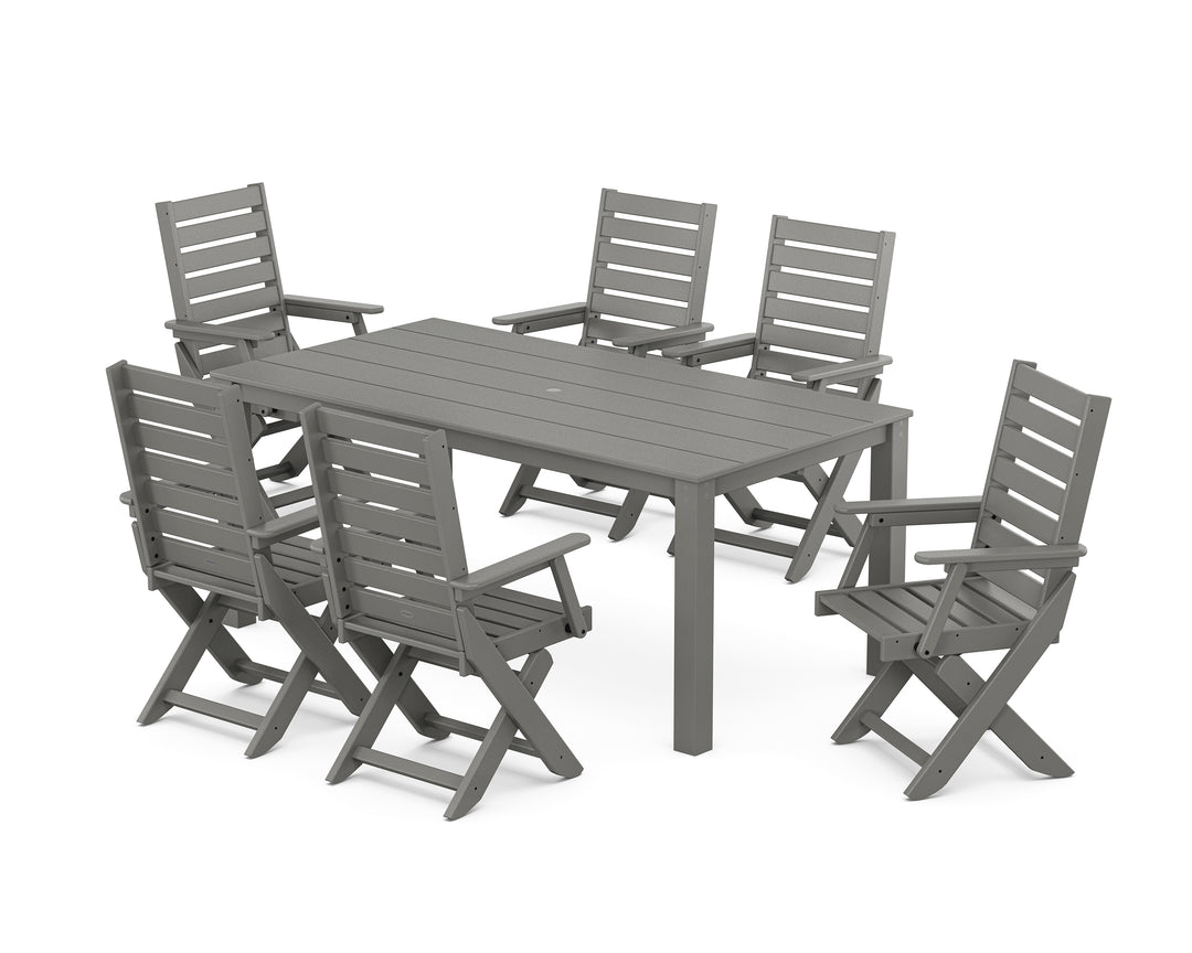 POLYWOOD® Captain Folding Chair 7-Piece Parsons Dining Set