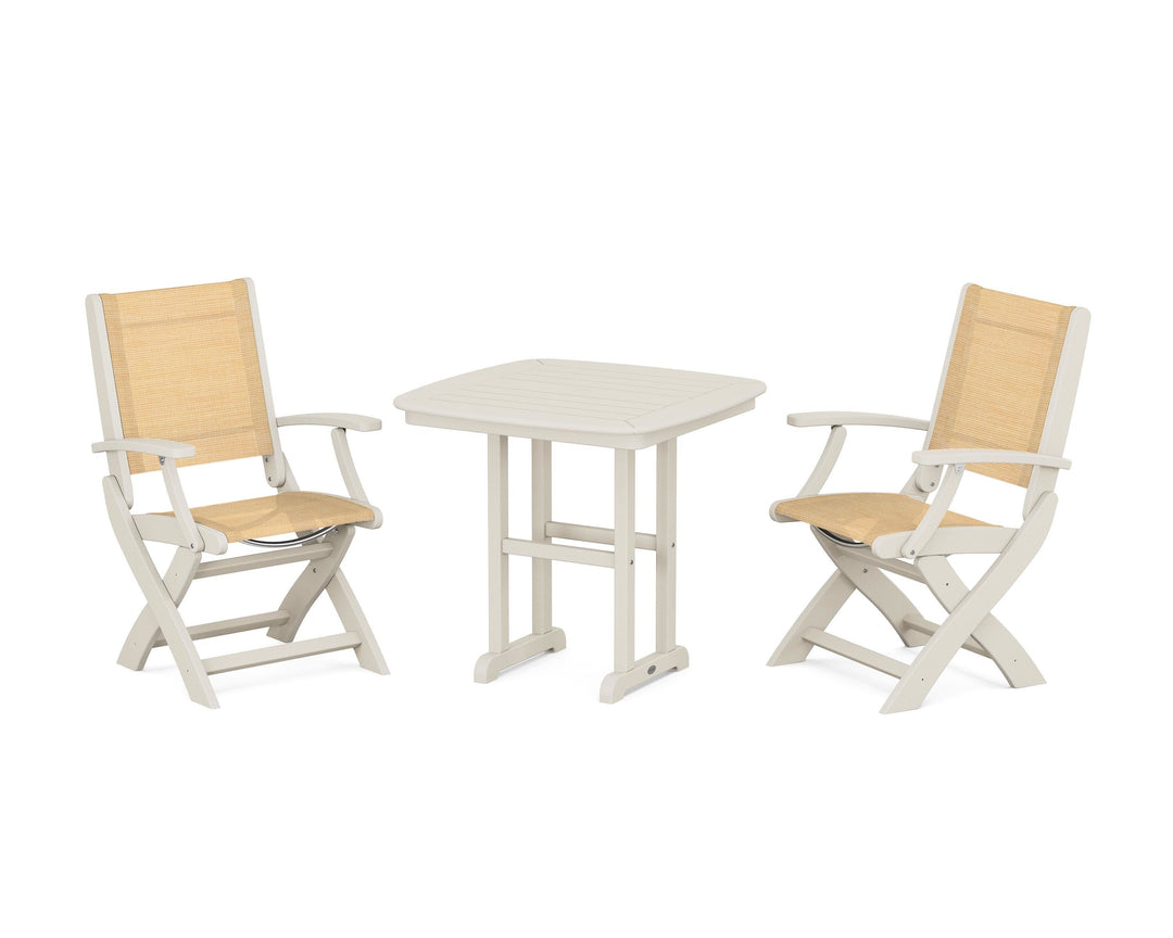 POLYWOOD® Coastal Folding Chair 3-Piece Dining Set