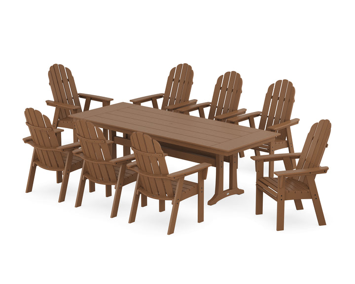 POLYWOOD® Vineyard 9-Piece Curveback Adirondack Farmhouse Dining Set with Trestle Legs