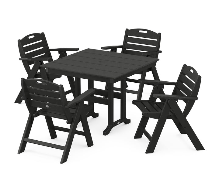 POLYWOOD® Nautical Folding Lowback Chair 5-Piece Farmhouse Dining Set