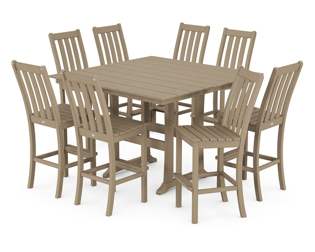 POLYWOOD® Vineyard 9-Piece Farmhouse Trestle Bar Set