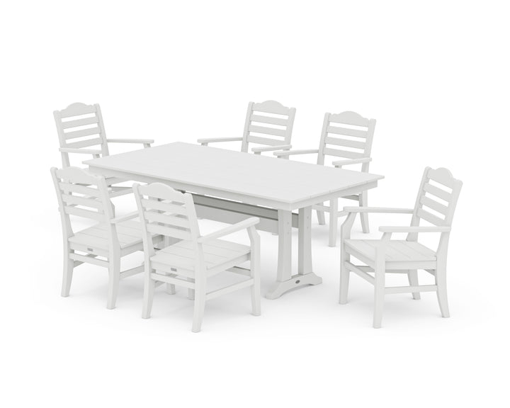 POLYWOOD® Savannah Arm Chair 7-Piece Farmhouse Dining Set with Trestle Legs