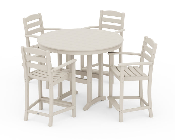 POLYWOOD® La Casa Café 5-Piece Round Farmhouse Counter Set