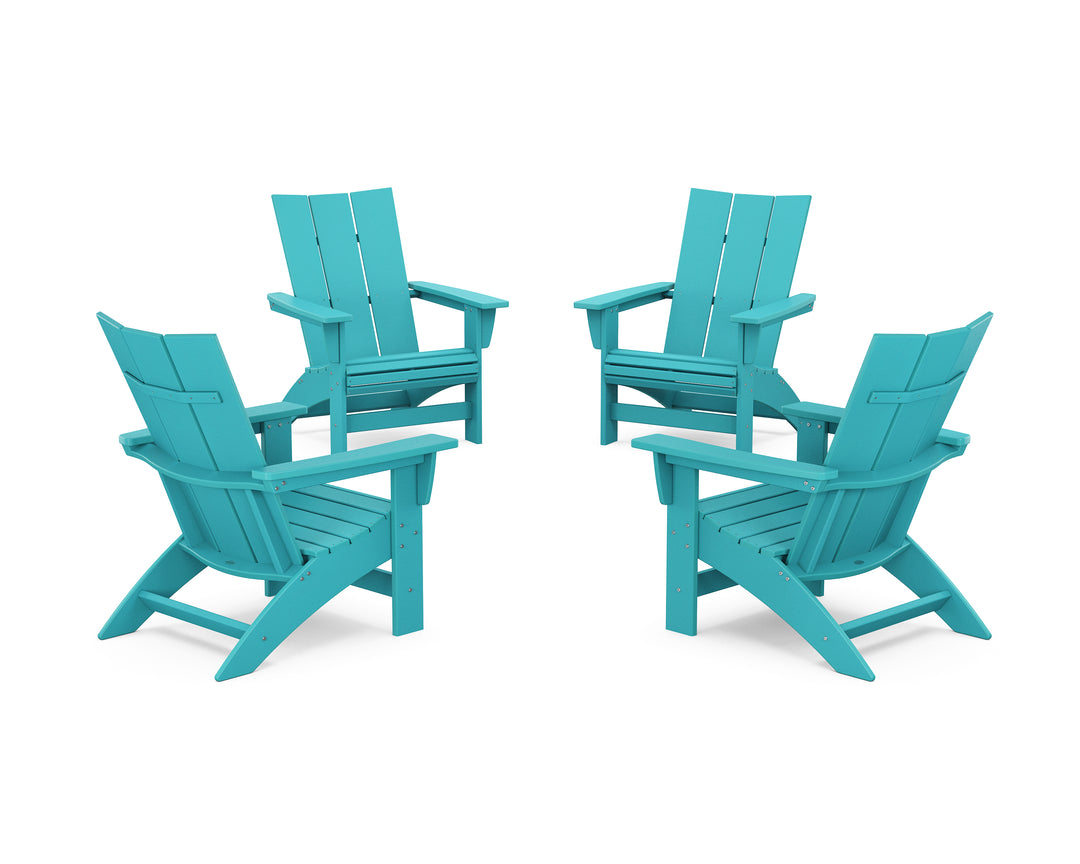 POLYWOOD® 4-Piece Modern Grand Adirondack Chair Conversation Set