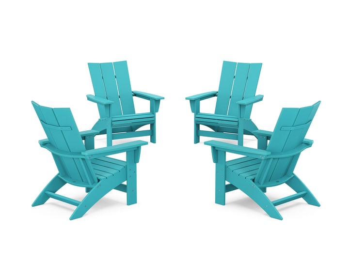 POLYWOOD® 4-Piece Modern Grand Adirondack Chair Conversation Set