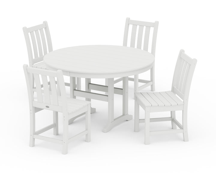 POLYWOOD® Traditional Garden Side Chair 5-Piece Round Farmhouse Dining Set