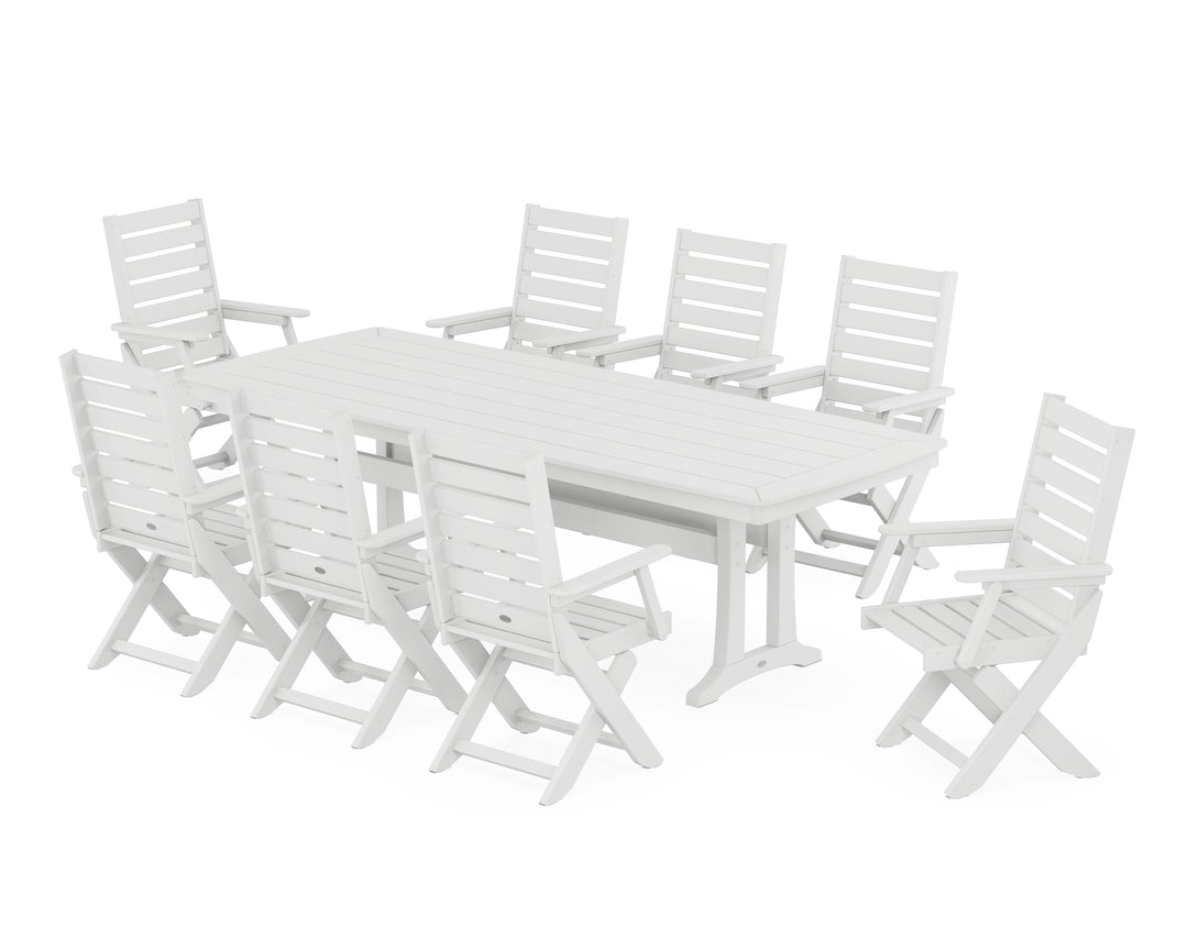 POLYWOOD® Captain 9-Piece Dining Set with Trestle Legs