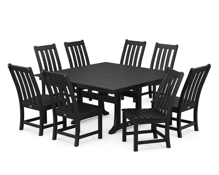 POLYWOOD® Vineyard 9-Piece Farmhouse Trestle Dining Set