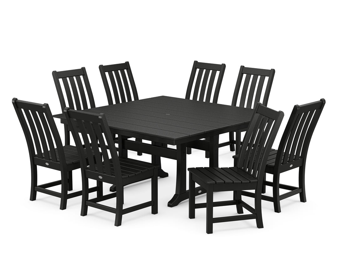 POLYWOOD® Vineyard 9-Piece Farmhouse Trestle Dining Set