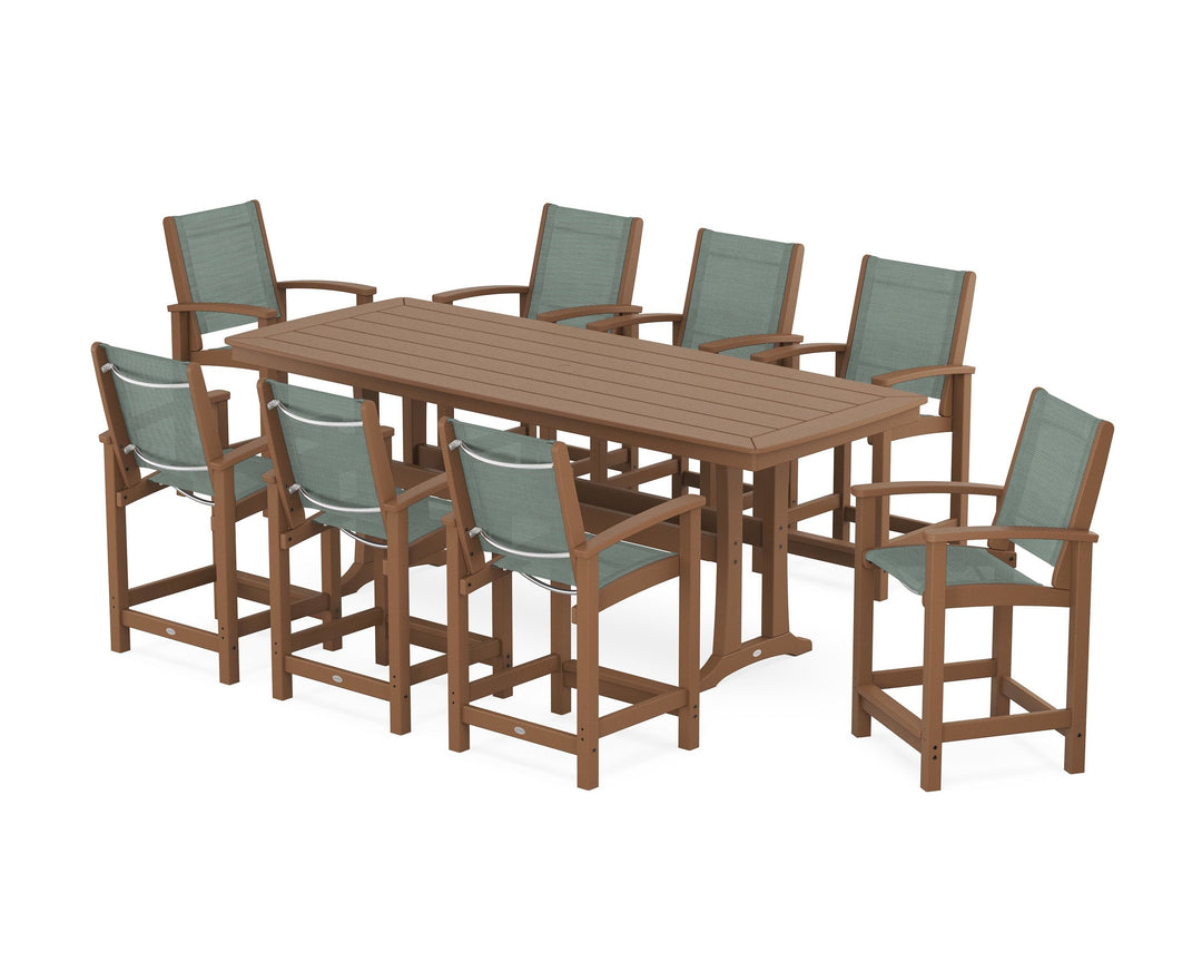 POLYWOOD® Coastal 9-Piece Counter Set with Trestle Legs