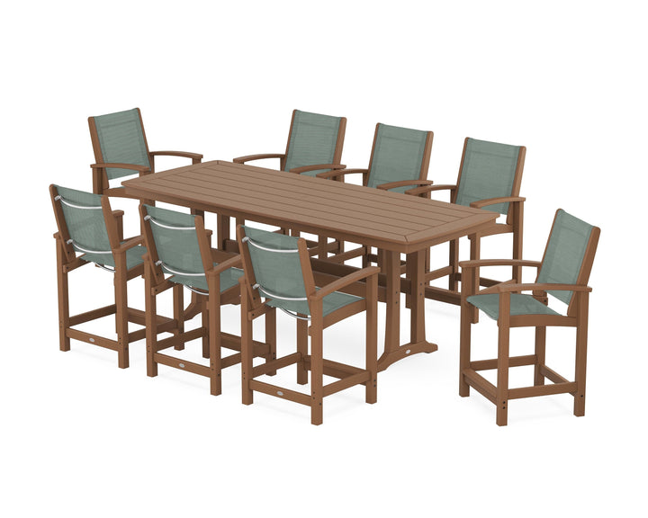 POLYWOOD® Coastal 9-Piece Counter Set with Trestle Legs