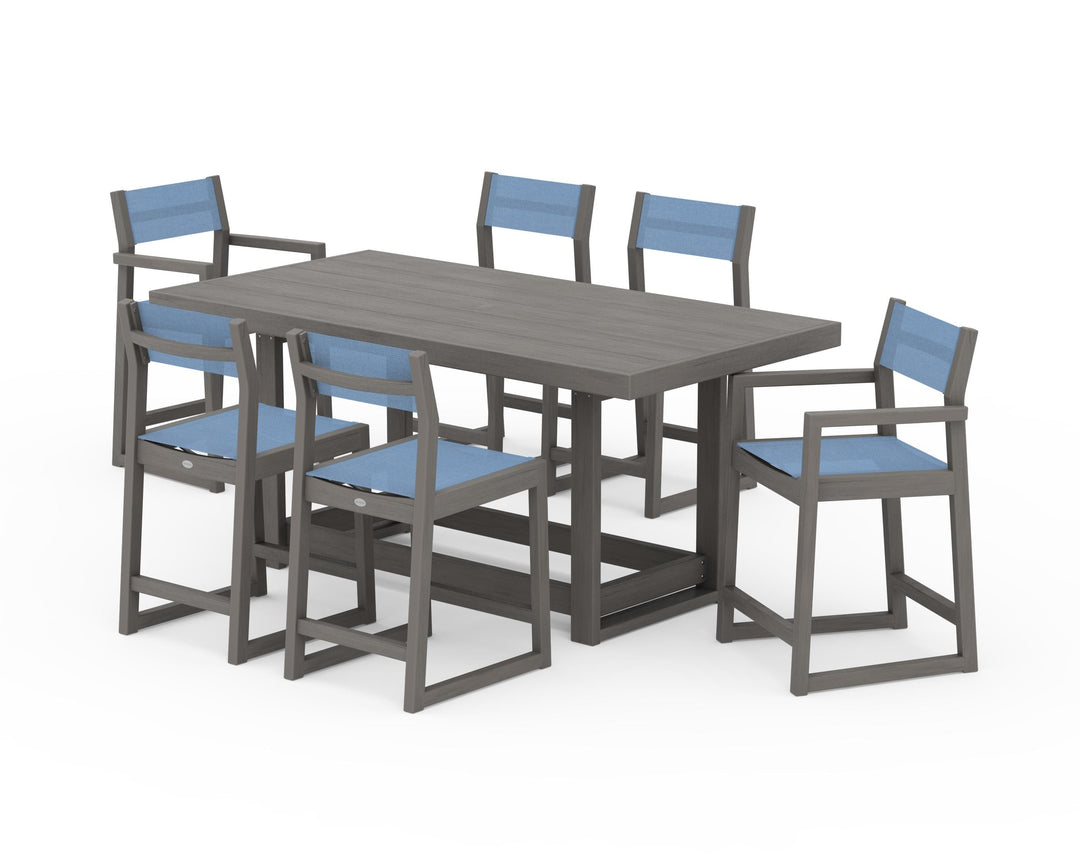 POLYWOOD® EDGE Sling 7-Piece Counter Table Set