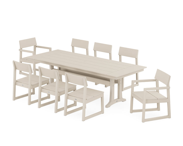 POLYWOOD® EDGE 9-Piece Farmhouse Dining Set with Trestle Legs