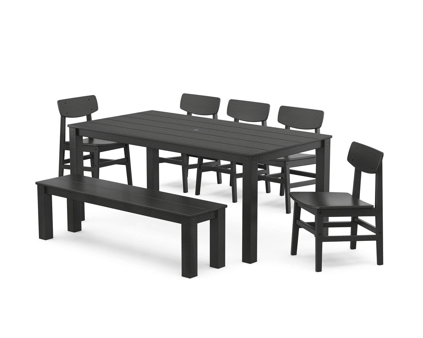 Modern Studio Urban Chair 7-Piece Parsons Dining Set with Bench