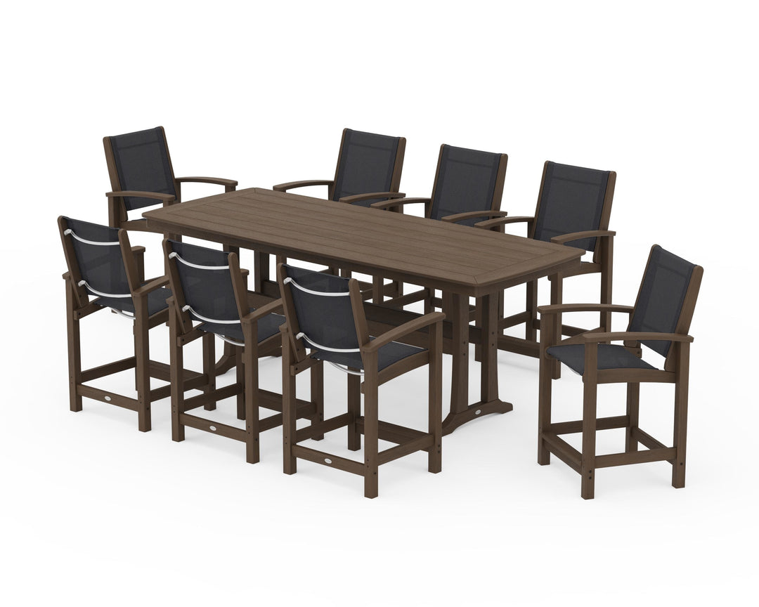 POLYWOOD® Coastal 9-Piece Counter Set with Trestle Legs
