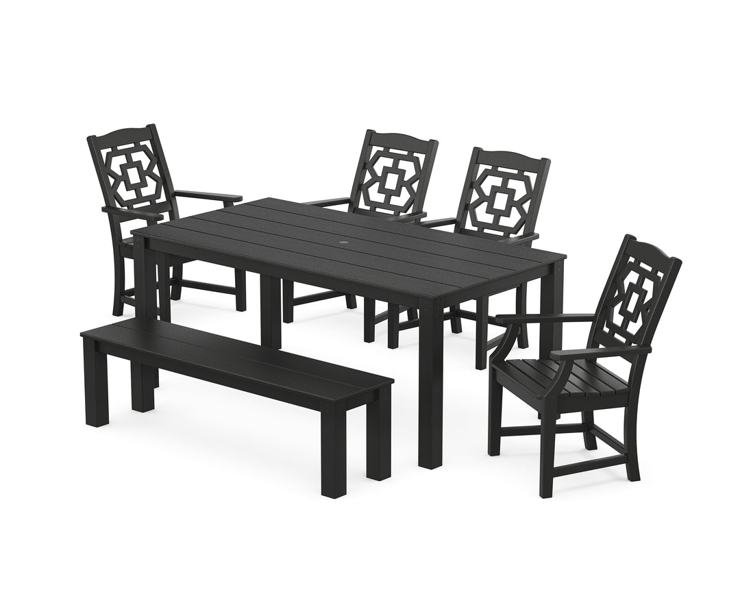 Martha Stewart by POLYWOOD® Chinoiserie 6-Piece Parsons Dining Set with Bench