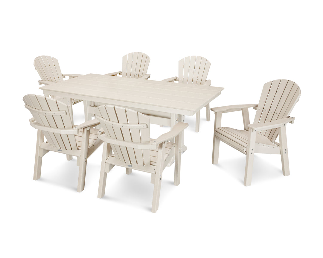 POLYWOOD® Seashell 7-Piece Farmhouse Dining Set with Trestle Legs