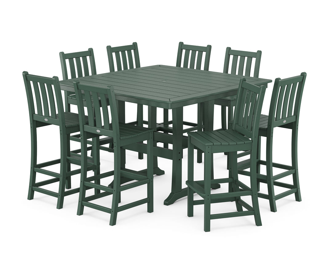 POLYWOOD® Traditional Garden 9-Piece Nautical Trestle Bar Set