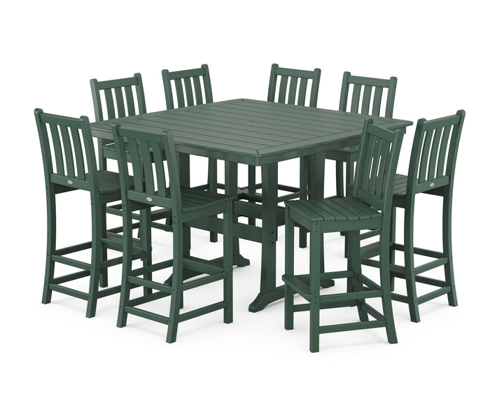 POLYWOOD® Traditional Garden 9-Piece Nautical Trestle Bar Set