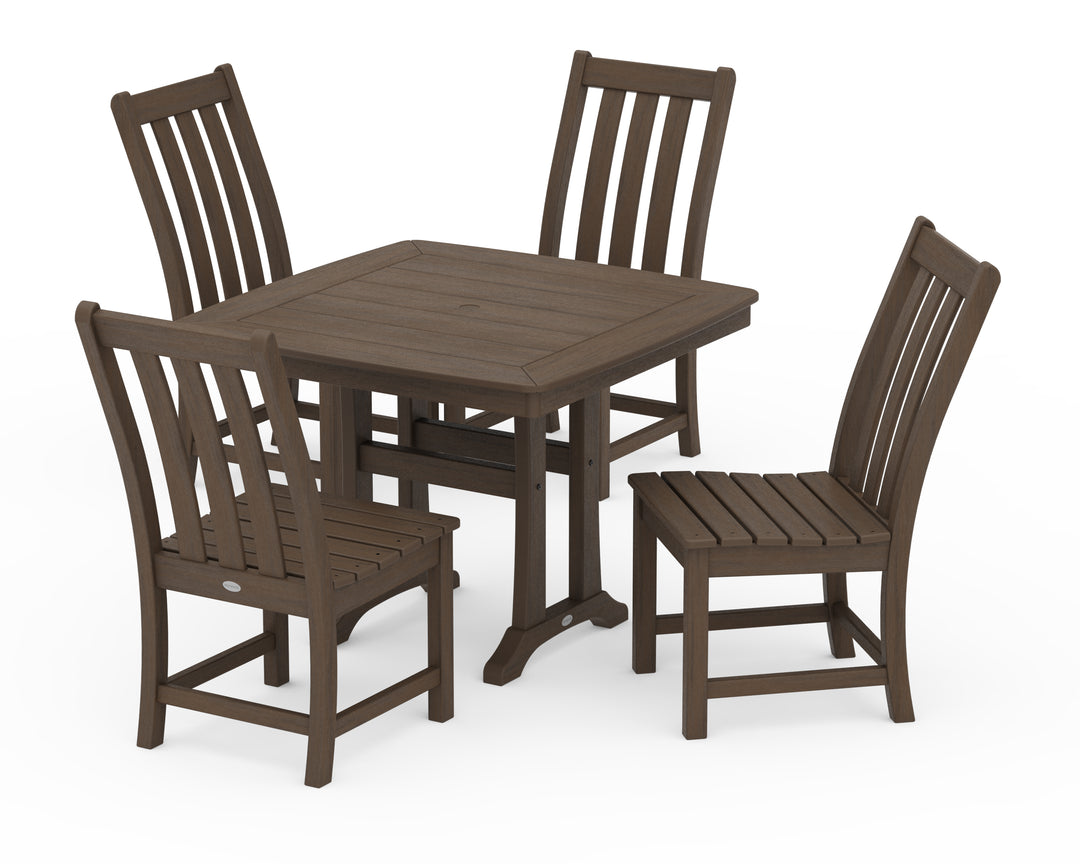 POLYWOOD® Vineyard Side Chair 5-Piece Dining Set with Trestle Legs