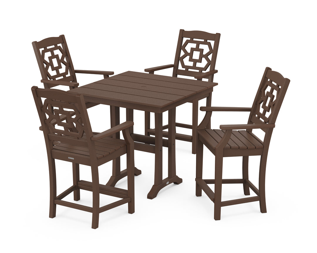 Martha Stewart by POLYWOOD® Chinoiserie 5-Piece Farmhouse Counter Set with Trestle Legs