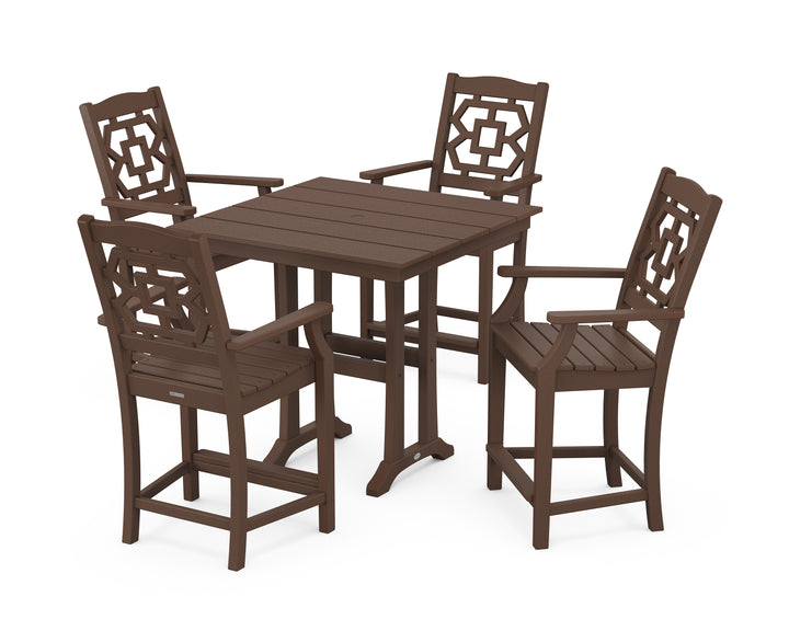 Martha Stewart by POLYWOOD® Chinoiserie 5-Piece Farmhouse Counter Set with Trestle Legs