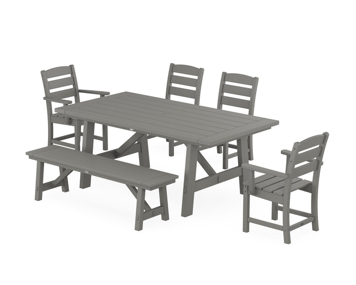 POLYWOOD® Lakeside 6-Piece Rustic Farmhouse Dining Set With Bench