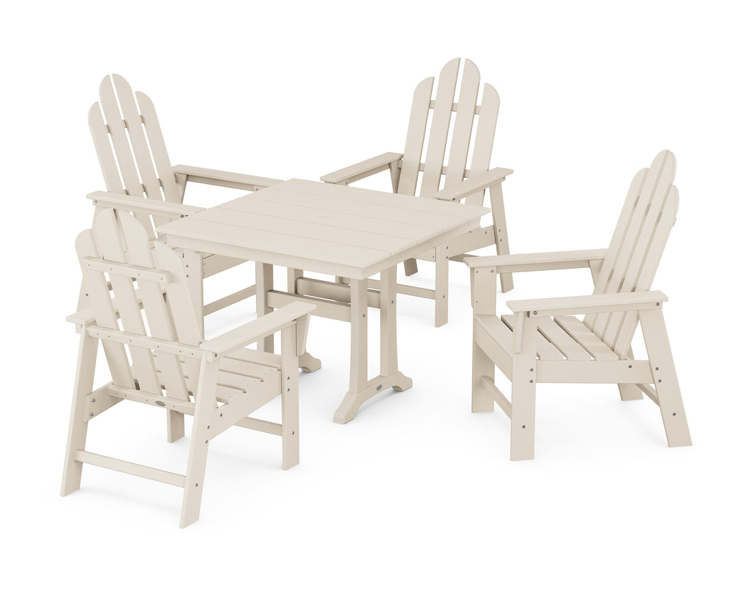 POLYWOOD® Long Island 5-Piece Farmhouse Dining Set With Trestle Legs