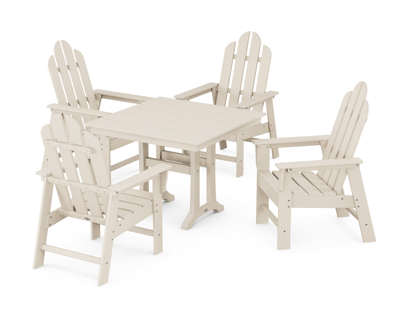 Long Island 5-Piece Farmhouse Dining Set With Trestle Legs