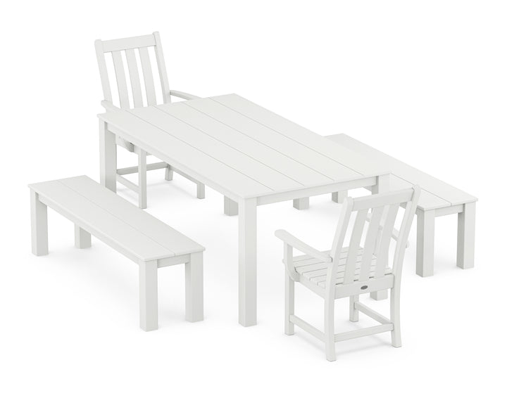 POLYWOOD® Vineyard 5-Piece Parsons Dining Set with Benches